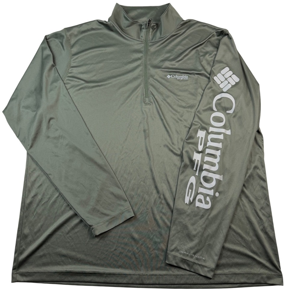 Columbia PFG Mens XXL Sage Green 1/4 Zip Pullover Long Sleeve Fishing Shirt